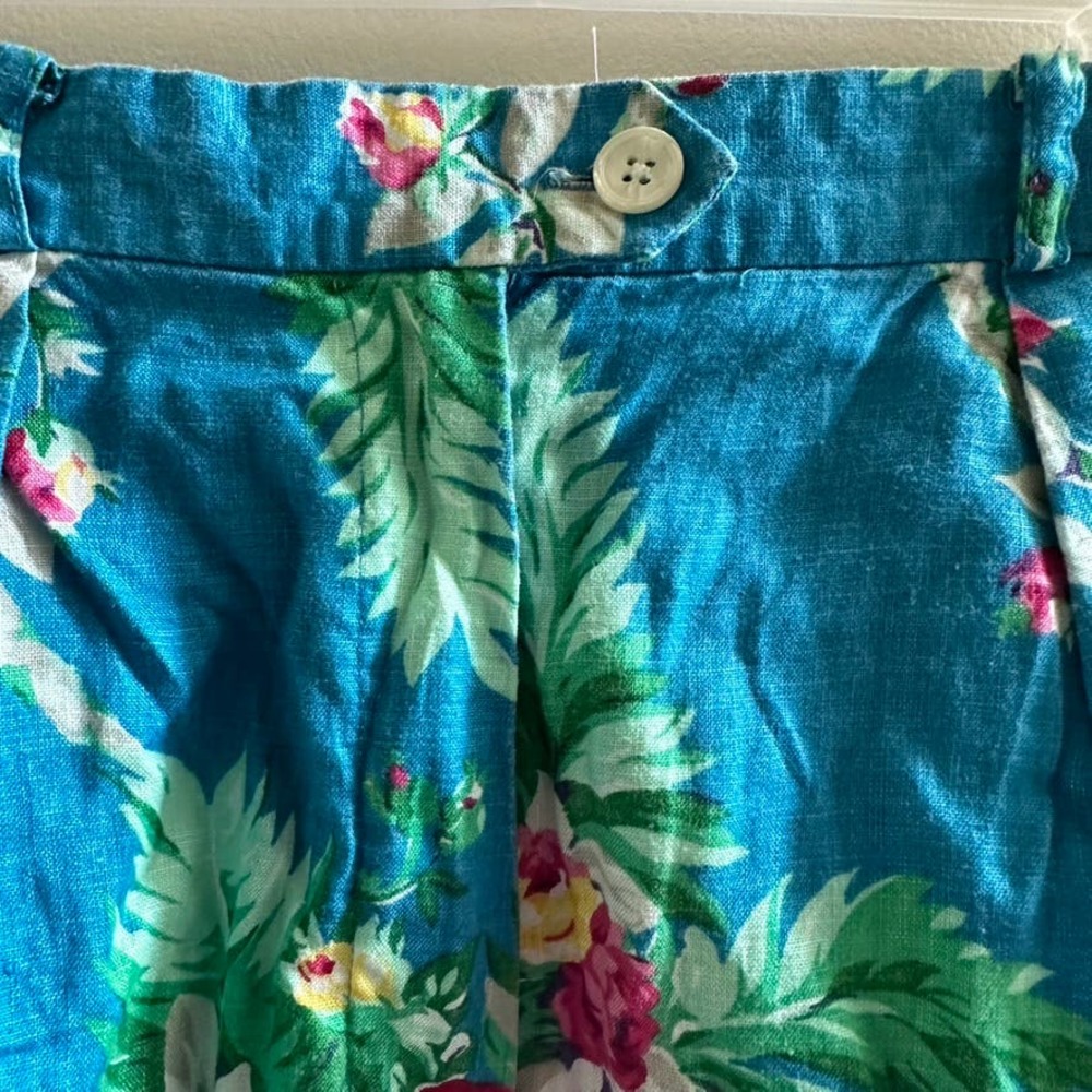 Lauren Ralph Lauren vintage linen floral shorts 8 coastal grandma - Picture 3 of 9